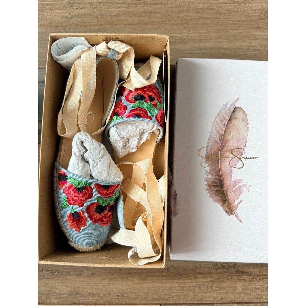 Jessica Simpson Womens Floral Embroidered Espadrilles Flats Shoes Size 9 - Picture 7 of 8